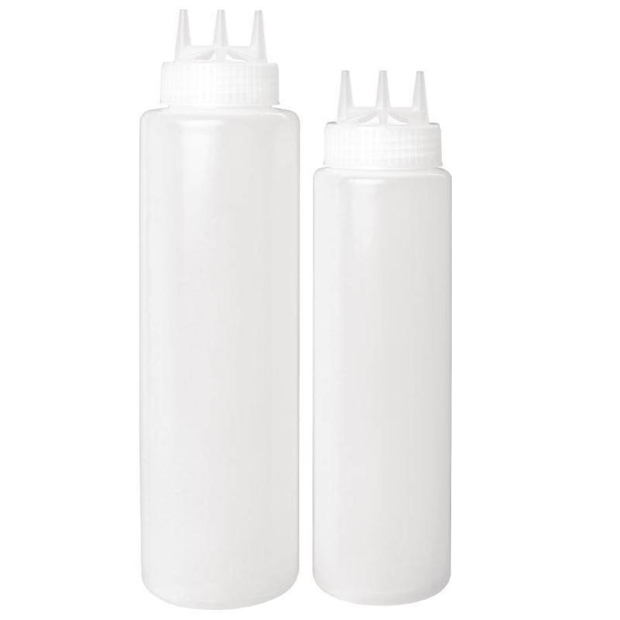 Bouteille souple transparente avec 3 embouts | 2 tailles | Par 5