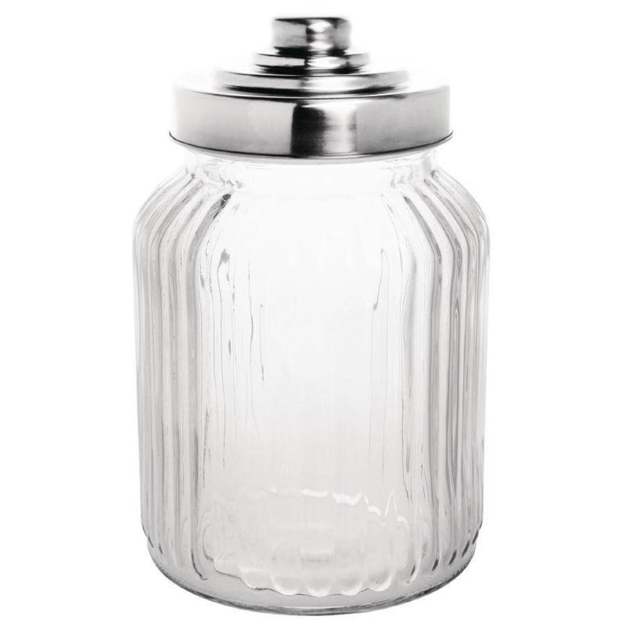 Olympia Einmachglas aus geripptem Glas | 90 cl