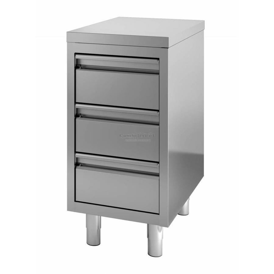 Stainless steel chest of drawers | 3 drawers | 40x70x85cm