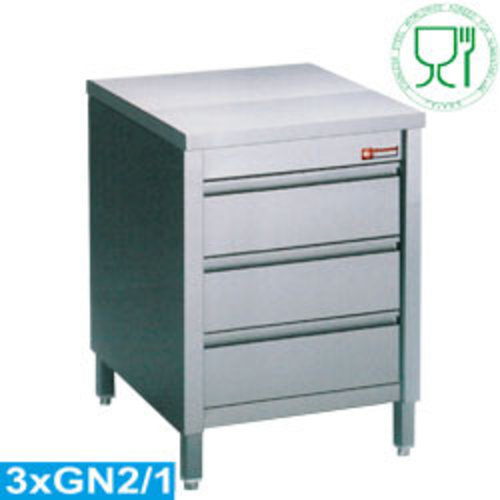  HorecaTraders Kommode Edelstahl | 3 Schubladen | 60 x 70 x 88/90 cm 