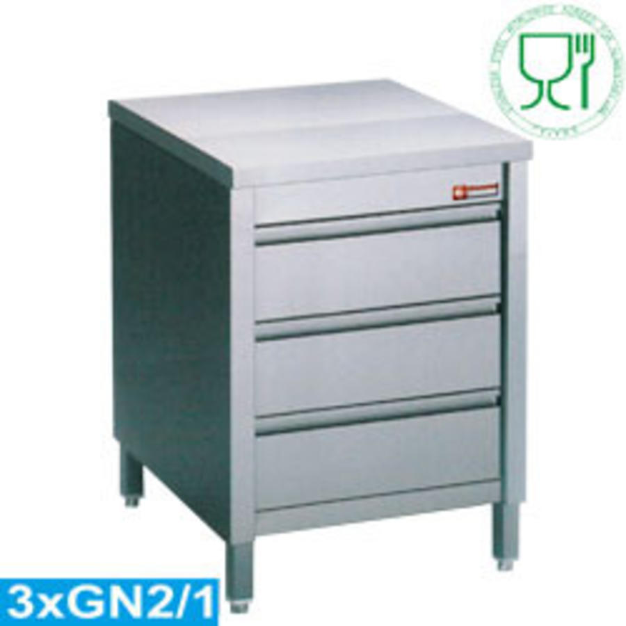 Stainless steel chest of drawers | 3 drawers | 60x70x88/90cm