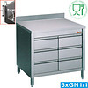 HorecaTraders Stainless steel chest of drawers | 3 drawers | 80 x 70 x 88/90 cm | with splash guard