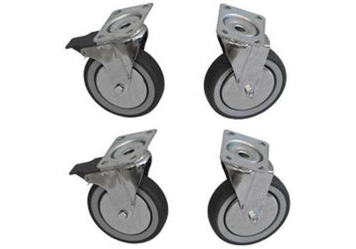  HorecaTraders 4 castor wheels kit for cabinet | 2 with brake 