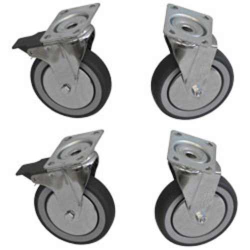  HorecaTraders 4 caster wheels kit for cabinet | 2 with brake 