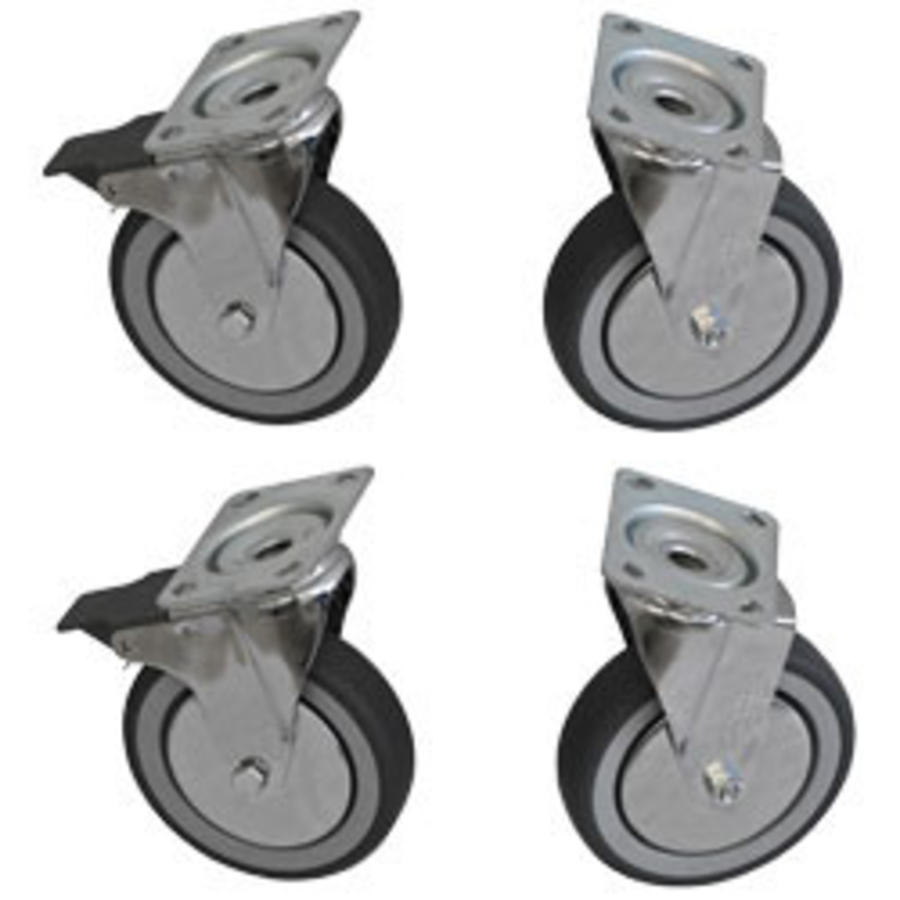 4 castor wheels kit for cabinet | 2 with brake