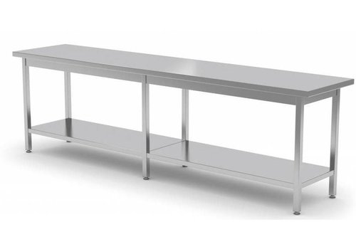  Combisteel Table de travail longue en acier inoxydable avec étagère de base | 80 cm de profondeur | 4 formats 