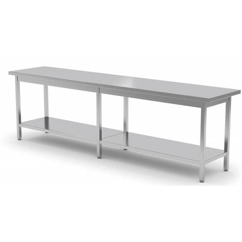  Combisteel Long stainless steel work table with bottom shelf | 80 cm Deep | 4 Formats 