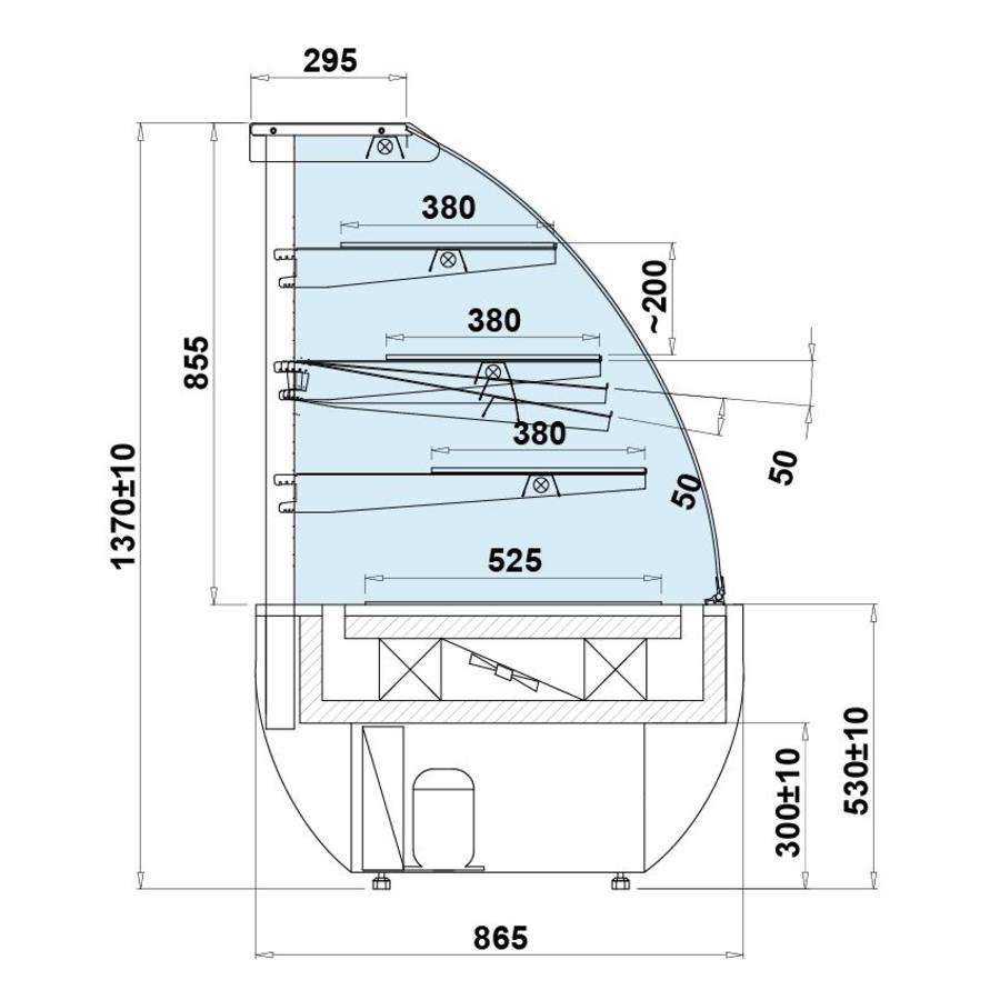 Luxury pastry display case 137x87x136 cm