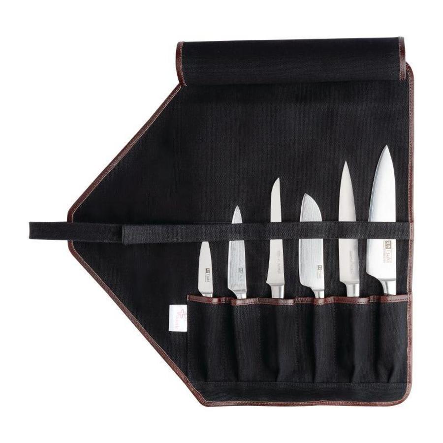 Canvas knife case black | 6-piece