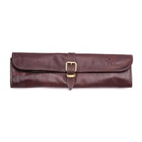 leather knife case with buckle brown | 8-piece