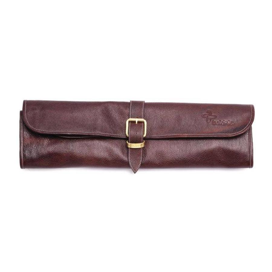 étui à couteaux en cuir avec boucle marron | 8 pièces