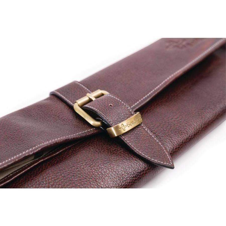 étui à couteaux en cuir avec boucle marron | 8 pièces