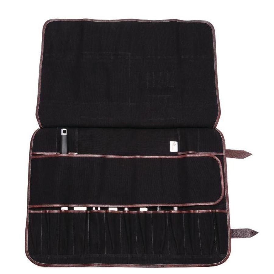 Knife case black canvas | 17 parts