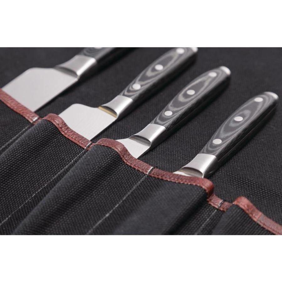 Knife case black canvas | 17 parts