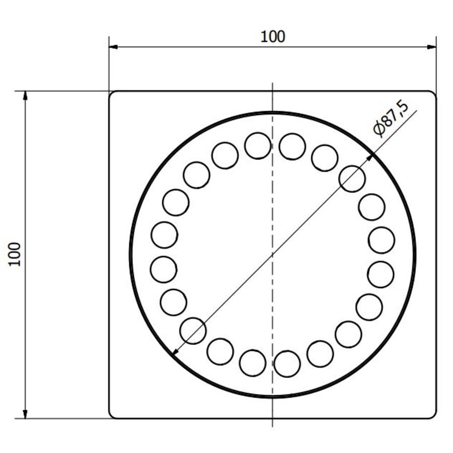 RVS Vloerafvoerput 100 x 100 mm Verticale Afvoer 40 mm