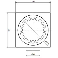 Edelstahl-Bodenablauf 100 x 100 mm, seitlicher Ablauf 40 mm