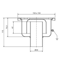 Stainless Steel Floor Drain 150 x 150 mm Vertical Drain 50 mm