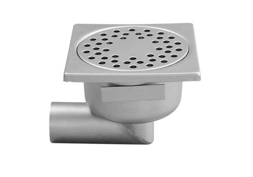  HorecaTraders Stainless steel Floor drain 150 x 150 mm Side drain 50 mm 