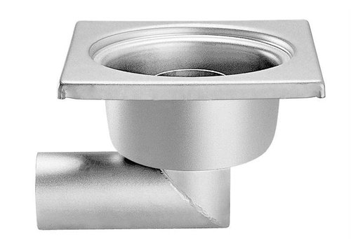  HorecaTraders Stainless steel floor drain 200 x 200 mm lateral outlet 63 mm 