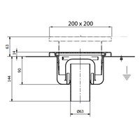 RVS Vloerafvoerput 200 x 200 mm telescopische Afvoer 63 mm