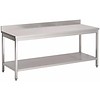 HorecaTraders Stainless steel work table with bottom shelf and splash edge | 70 cm | 8 Formats