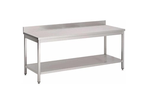  HorecaTraders Stainless steel work table with bottom shelf and splash edge | 70 cm | 8 Formats 