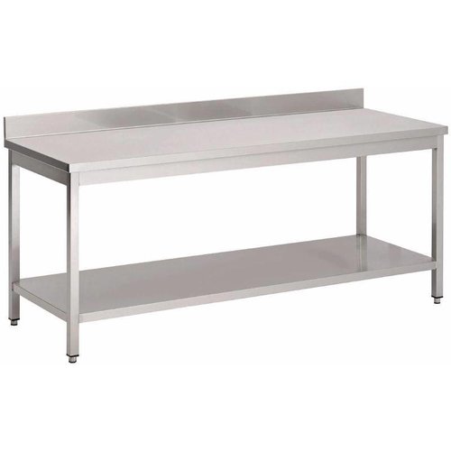  HorecaTraders Stainless steel work table with bottom shelf and splash edge | 70 cm | 8 Formats 