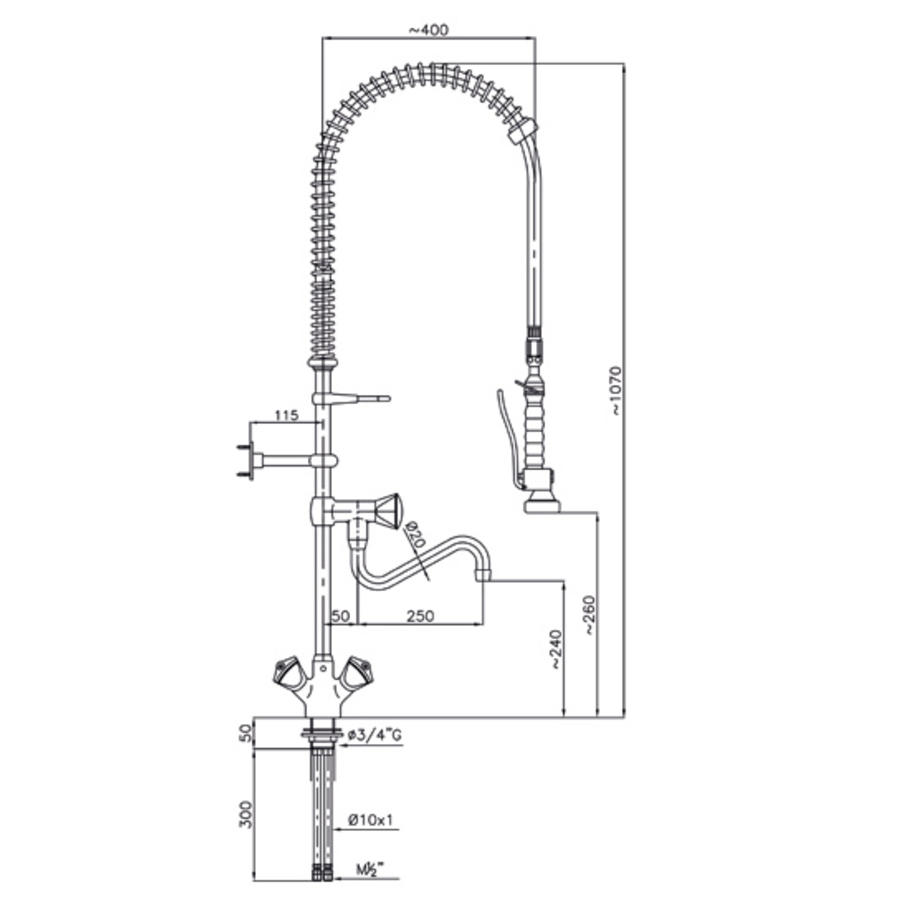 Pre-rinse shower with mixer tap