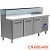 HorecaTraders Pizza Refrigerated workbench stainless steel | 3 Doors | 3 Loading | 230V