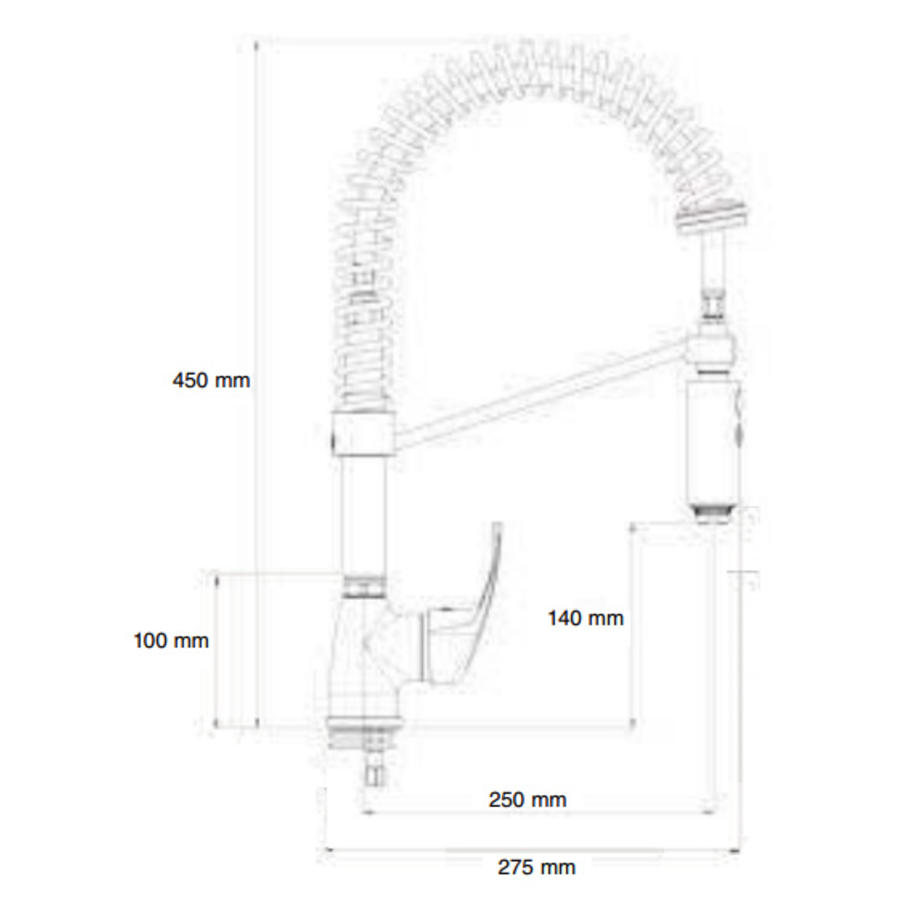 Verchroomde Lage Voorspoeldouche | (H)49cm