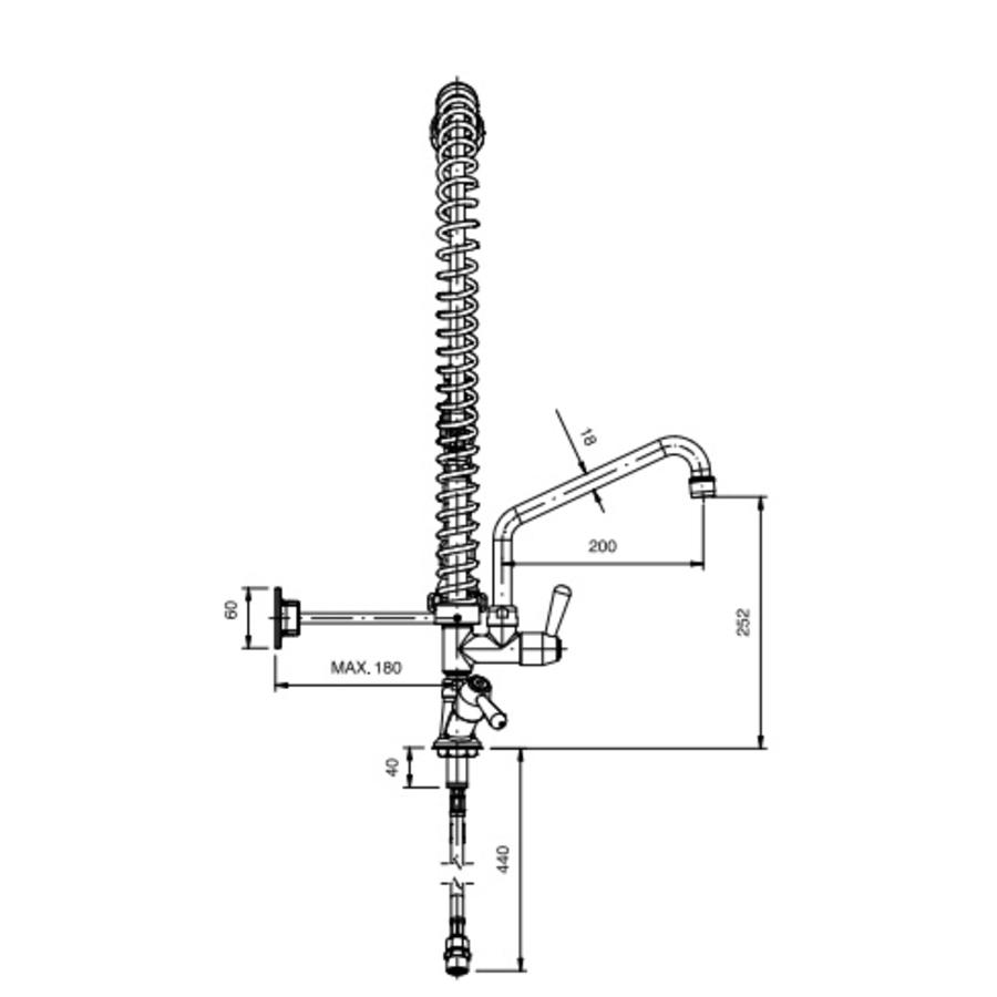 Douche de pré-rinçage en acier inoxydable | (H)75cm