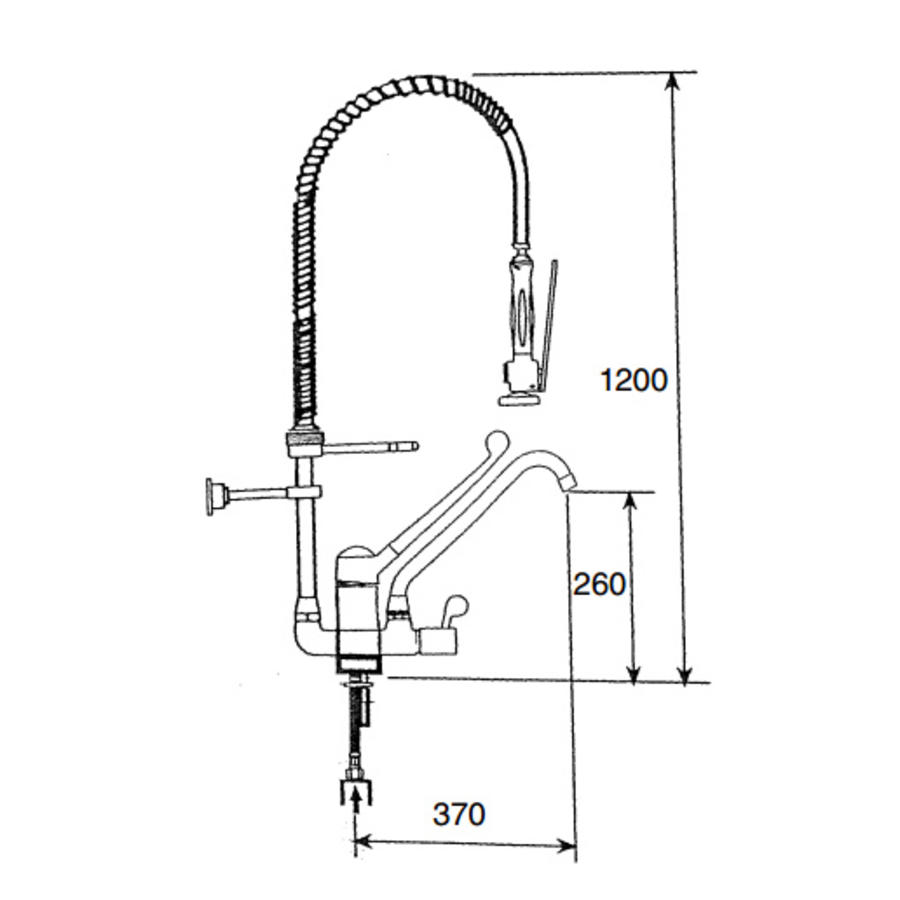 Douche de pré-rinçage chromée | (H)120cm