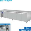 HorecaTraders Stainless Steel Refrigerated Workbench | 5 doors - 253 x 70 x 85/90 cm