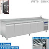 HorecaTraders Stainless Steel Refrigerated Workbench With Splash Guard And Sink