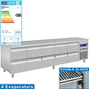 HorecaTraders Stainless Steel Refrigerated Workbench | 10 drawers - 2725 x 700 x 866/960
