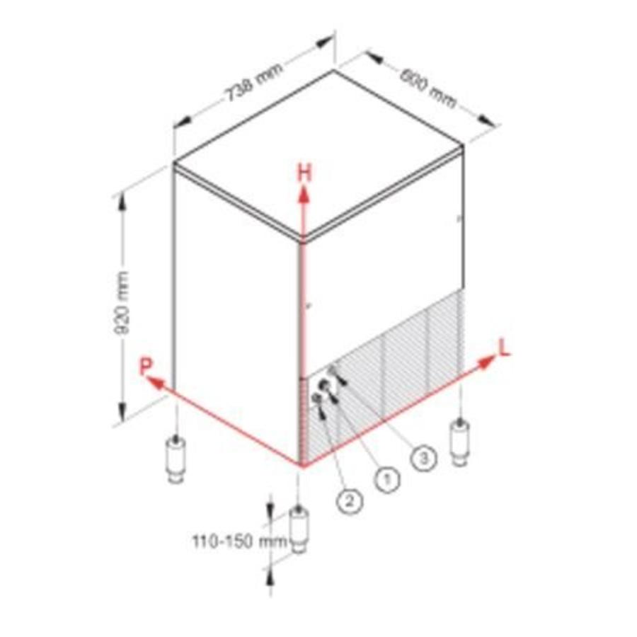 Machine à glaçons en acier inoxydable CB640-HC | 65 kg/24 h | Refroidi par air