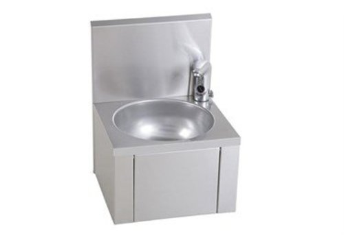  HorecaTraders Stainless steel washbasin round with back wall | 38 x 35 cm 