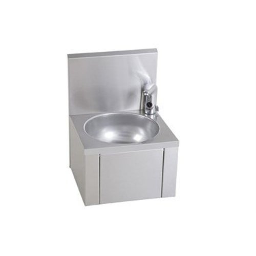  HorecaTraders Lavabo rond en acier inoxydable avec paroi arrière | 38 x 35 cm 