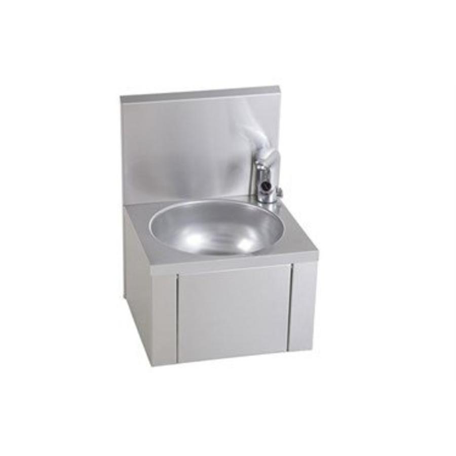Lavabo rond en acier inoxydable avec paroi arrière | 38 x 35 cm