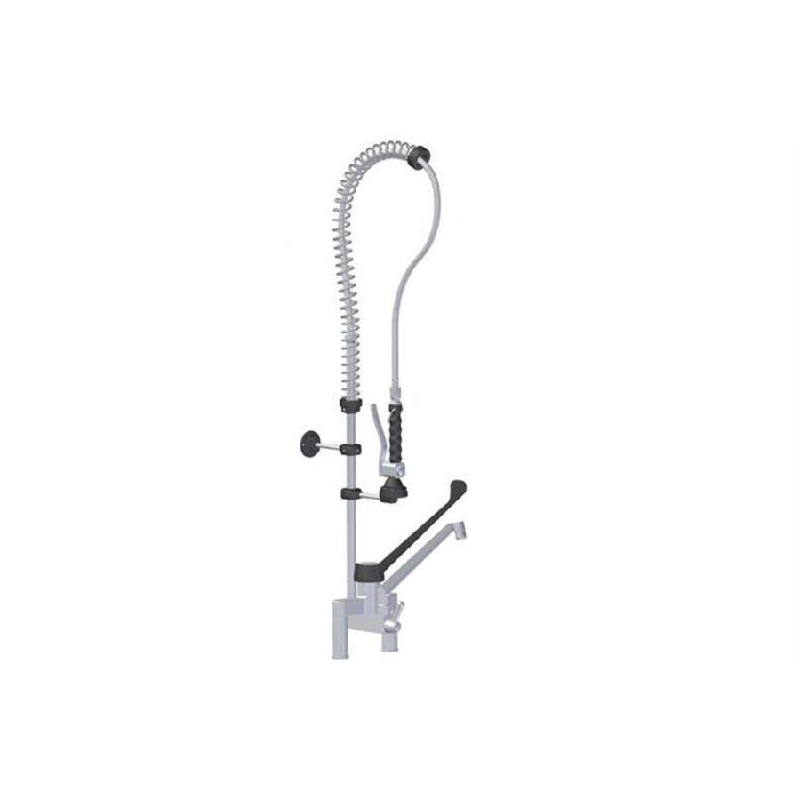 Douche de pré-rinçage en acier inoxydable avec robinet intermédiaire et commande au coude