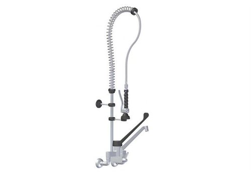  HorecaTraders Douche de pré-rinçage en acier inoxydable avec robinet intermédiaire et commande au coude 
