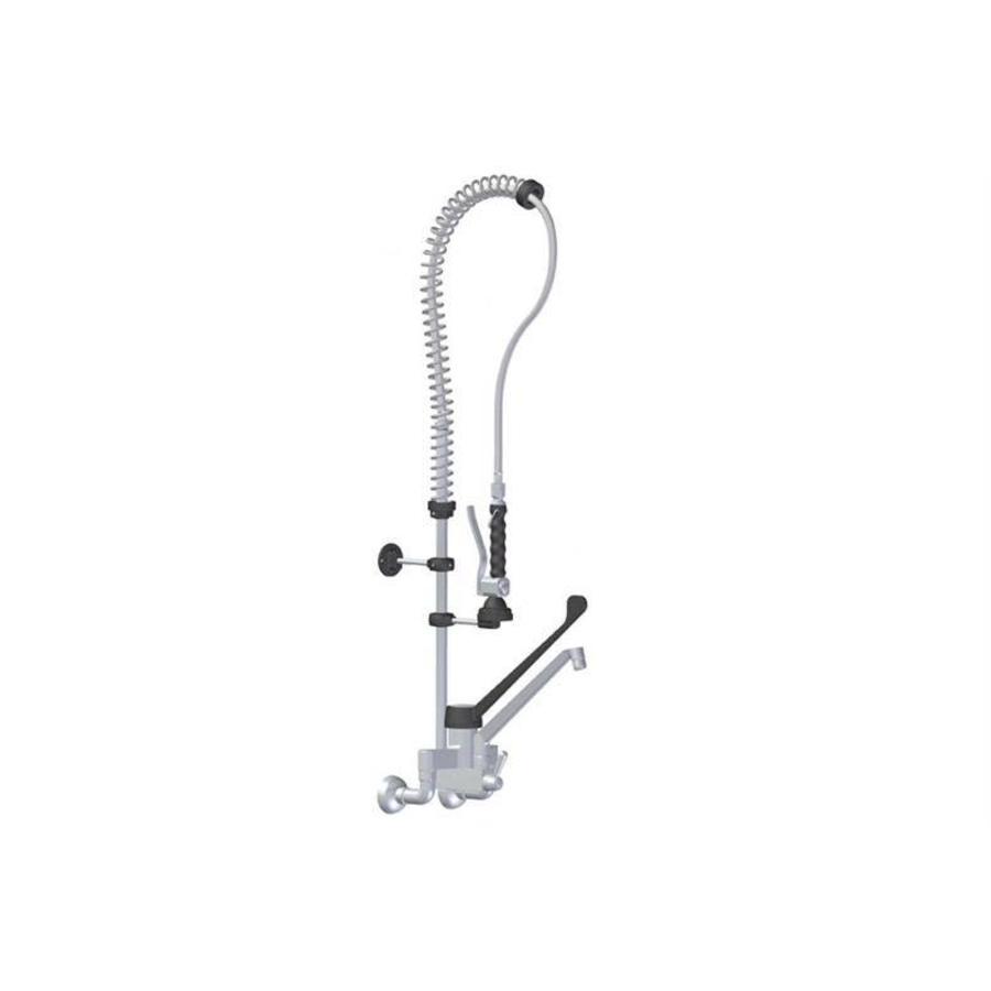Douche de pré-rinçage en acier inoxydable avec robinet intermédiaire et commande au coude