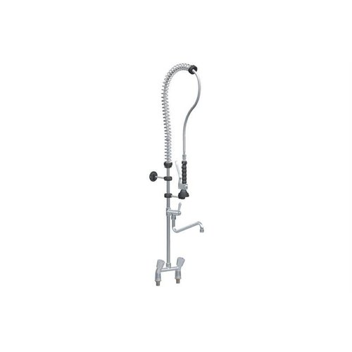  HorecaTraders Douche de pré-rinçage monotrou en acier inoxydable avec robinet intermédiaire 