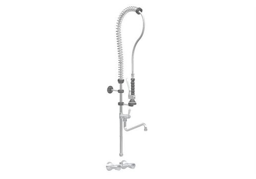  HorecaTraders Coude de douche mural à double trou en acier inoxydable avec commande de pré-rinçage 