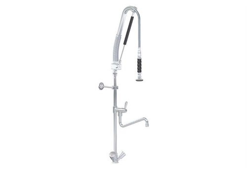  HorecaTraders Robinet intermédiaire quart de tour pour douche pré-rinçage monotrou en acier inoxydable - Avec pompe 