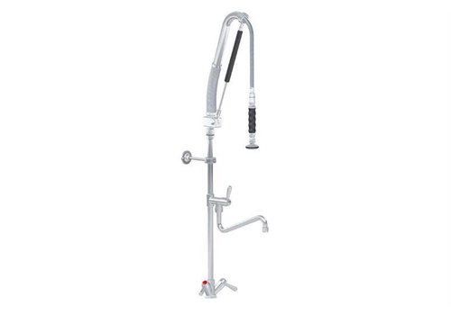  HorecaTraders Robinet intermédiaire quart de tour pour douche pré-rinçage monotrou en acier inoxydable - Avec pompe 