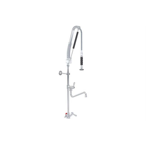  HorecaTraders Robinet intermédiaire quart de tour pour douche pré-rinçage monotrou en acier inoxydable - Avec pompe 