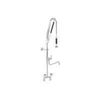 Robinet intermédiaire quart de tour en acier inoxydable à double trou pour douche de pré-rinçage - Avec pompe