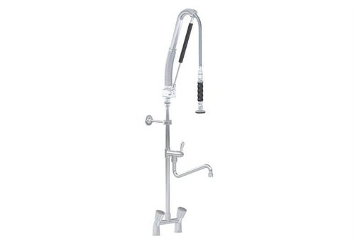  HorecaTraders Robinet intermédiaire quart de tour en acier inoxydable à double trou pour douche de pré-rinçage - Avec pompe 