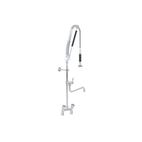  HorecaTraders Stainless Steel Double Hole Pre-Rinse Shower Quarter Turn Intermediate Tap - With Pump 